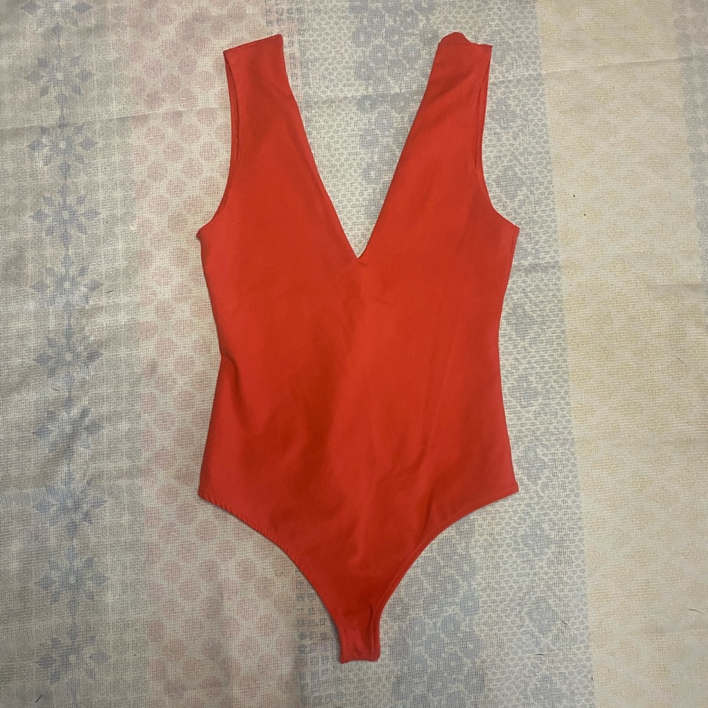 Free People Coral V-Neck Bodysuit